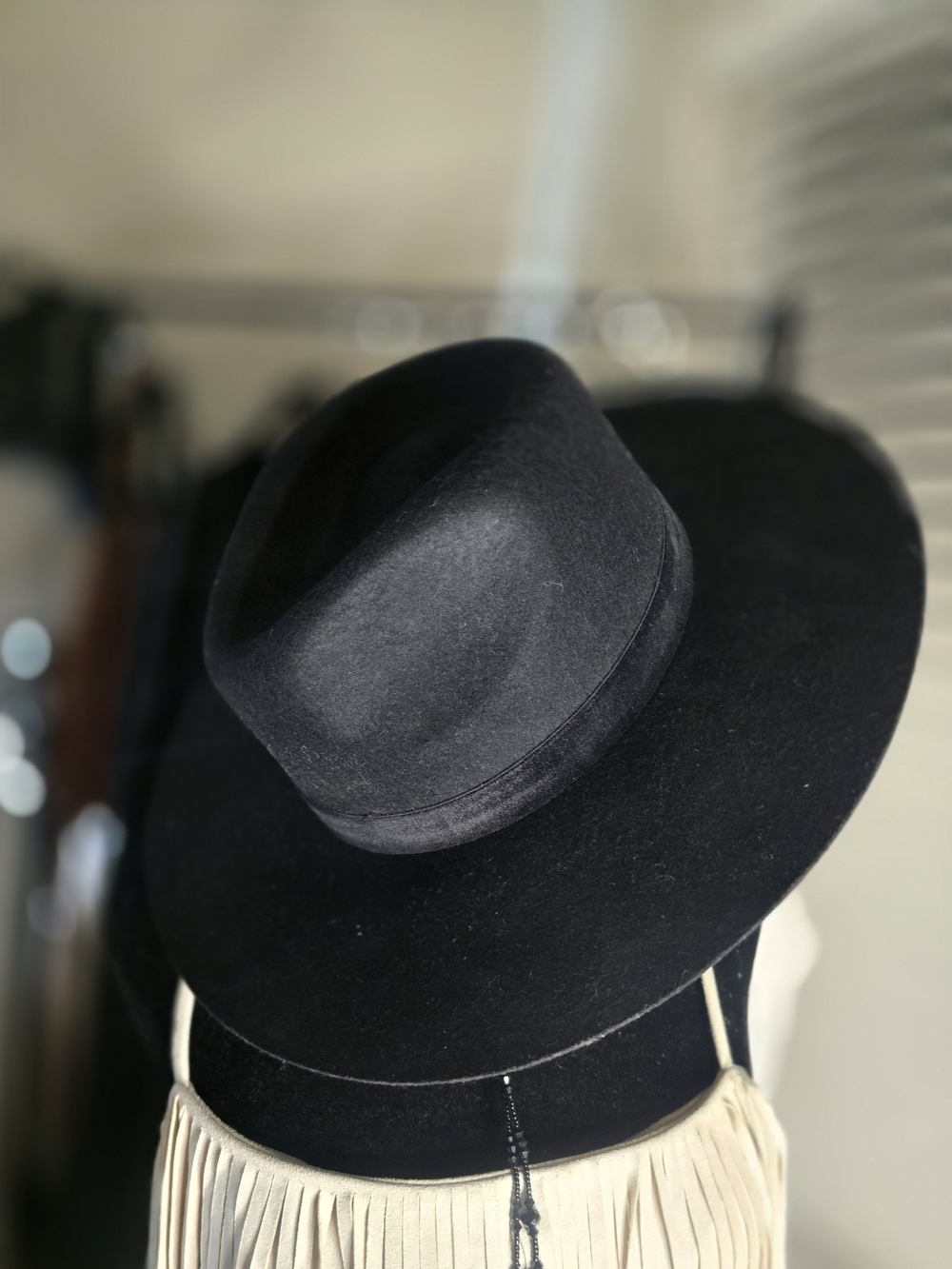 JustFab Black Wide Brim Felt Hat